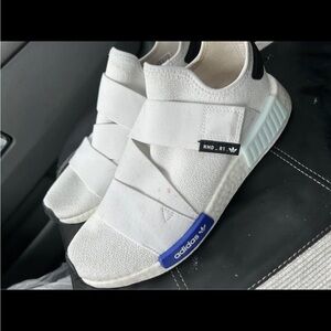 Adidas NMD_R1 White and Blue Sneakers